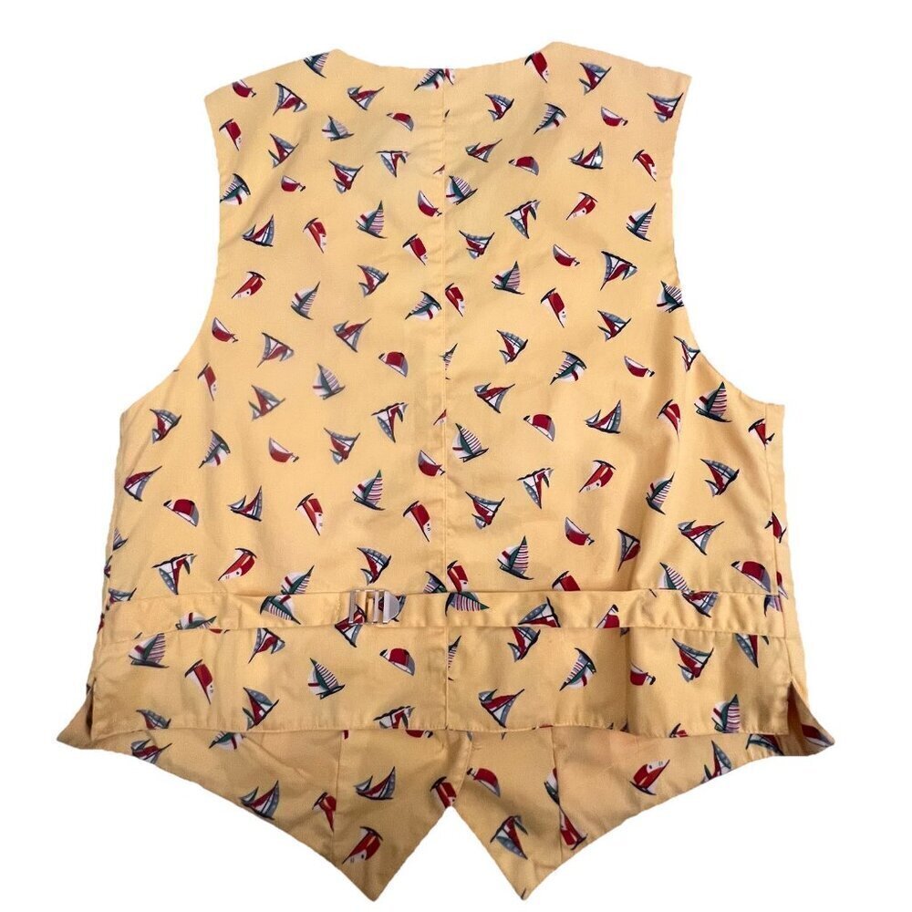 Vintage Lizsport Women’s Vest Size 8 Yellow Blue Red Sailboats Sailing 80s Lined - Picture 2 of 7